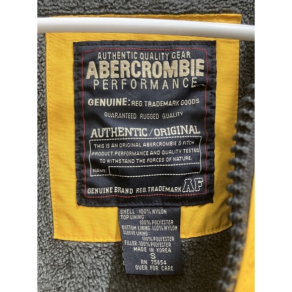 Abercrombie&Fitch Mens Yellow Fleece Lined Jacket Size Small Rare 1990s *Flaw